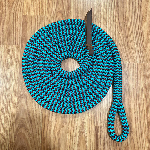 12' Turquoise/Burgundy Lead Rope w/ Loop & Popper