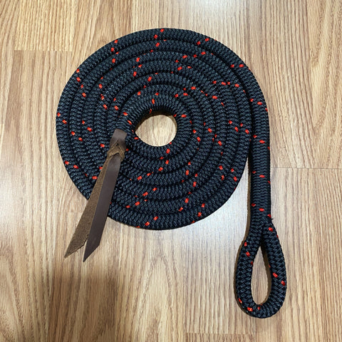 10' Black w/ Red Lead Rope w/ Loop & Popper