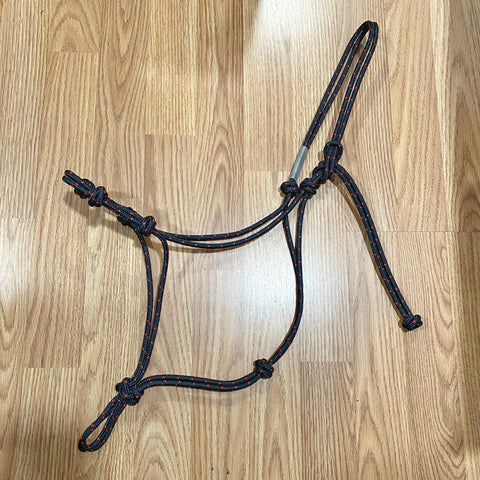 Black w/ Red 4-Knot Rope Halter - Horse Size